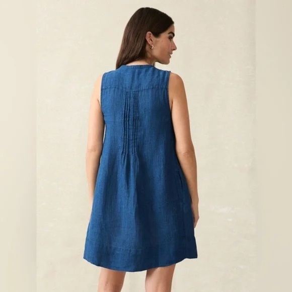 Faherty Isha Basketweave Dress in Indigo Denim Size XS - Picture 2 of 11